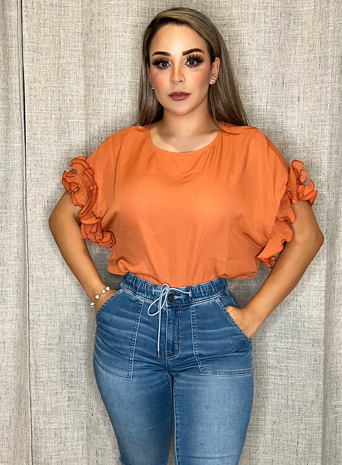 Blusa naranja quemado