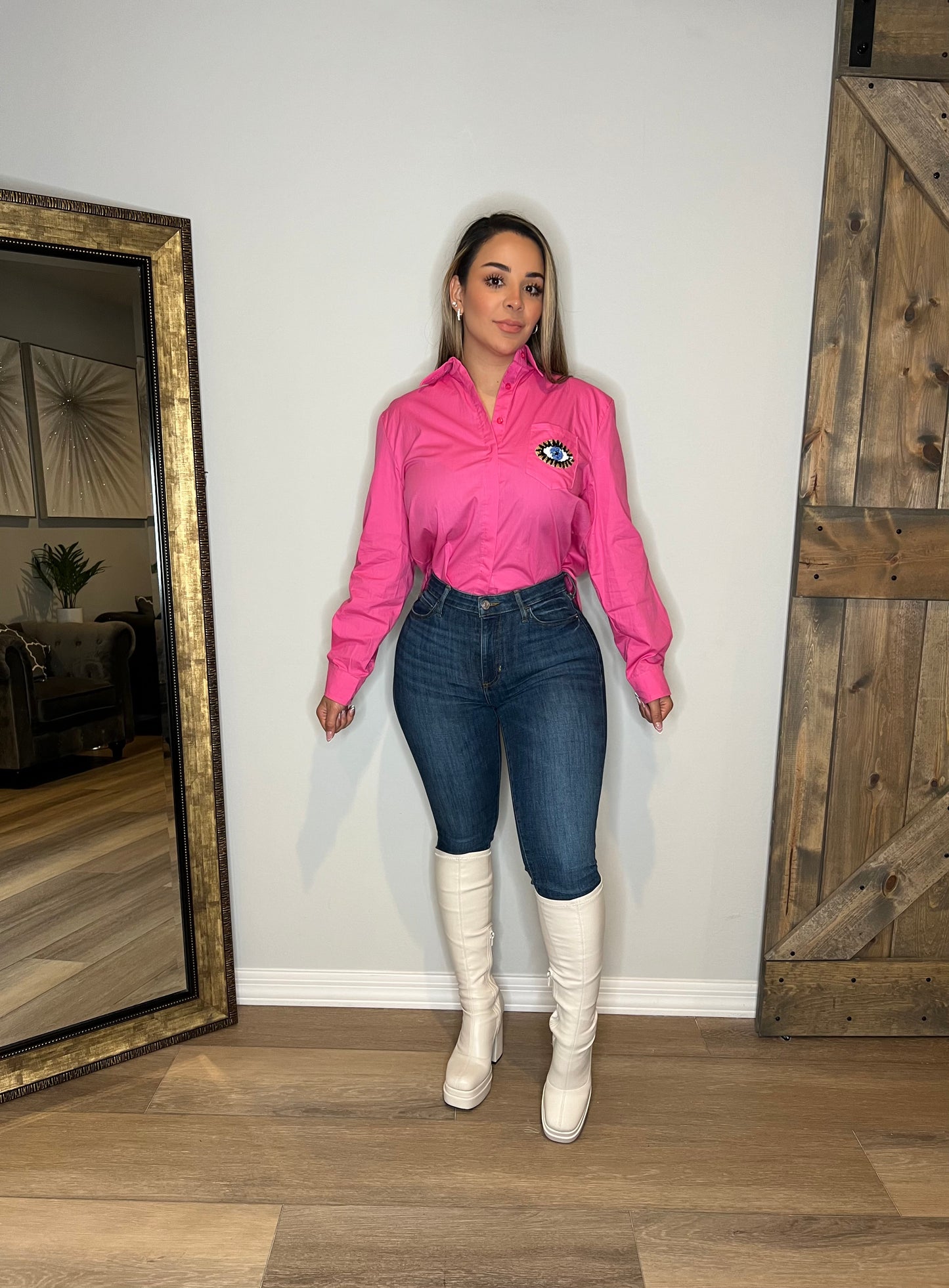 Camisa rosa ojo turco