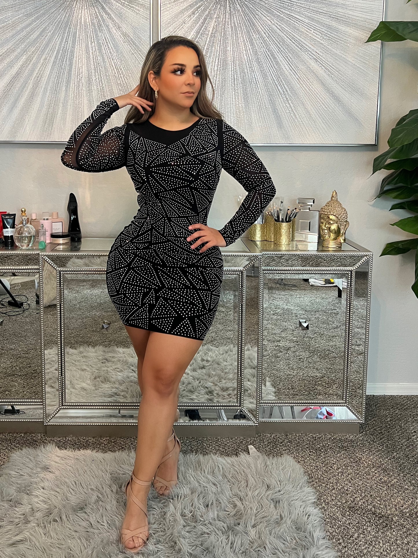 Vestido negro piedras Adilene