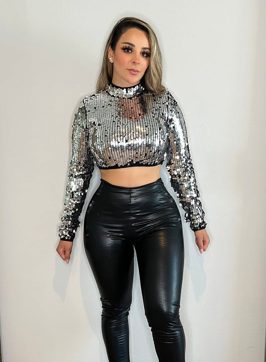 Blusa silver de lentejuelas