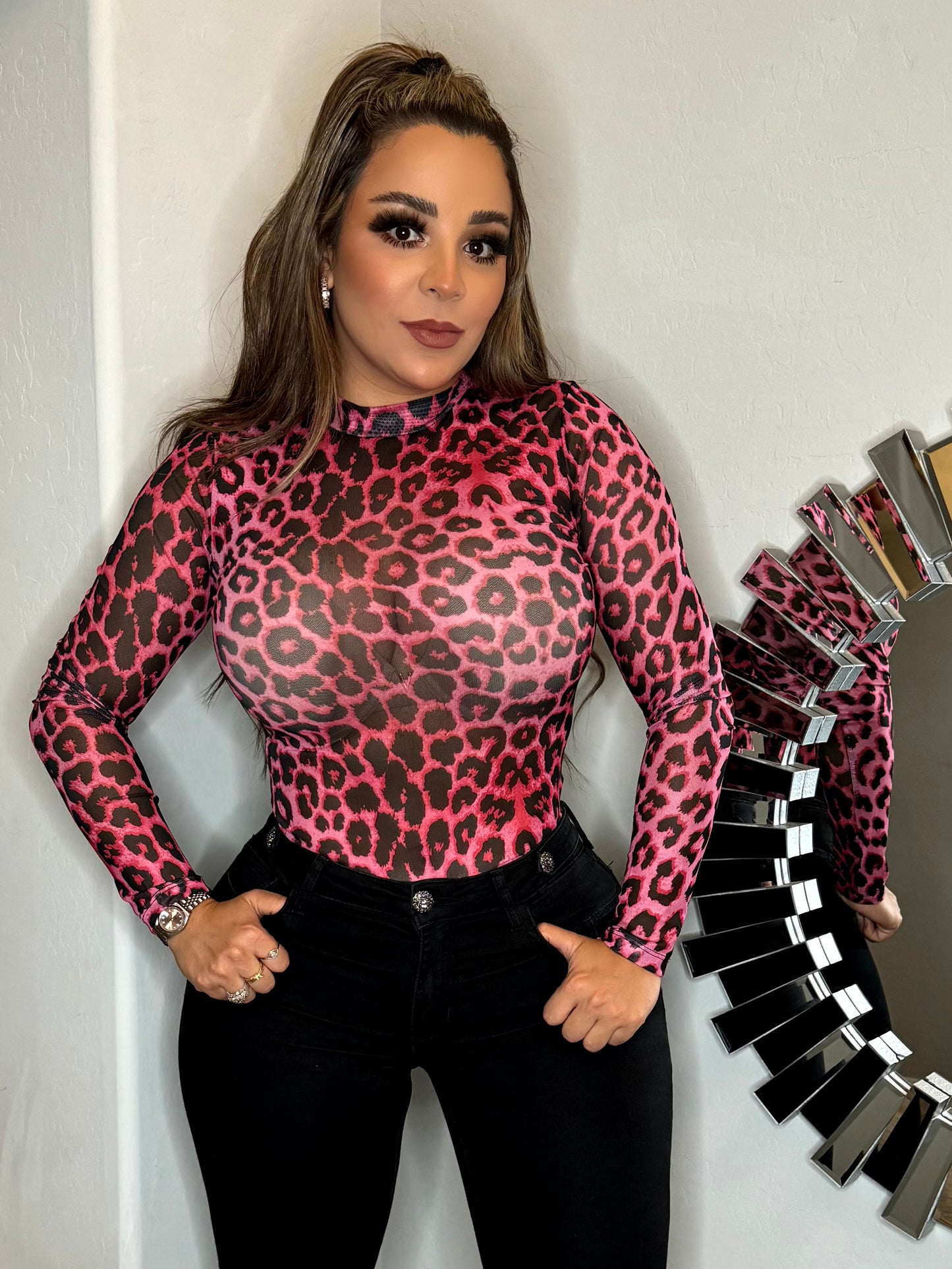 Blusa leopardo rosa