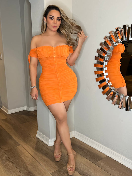 Vestido naranja corset