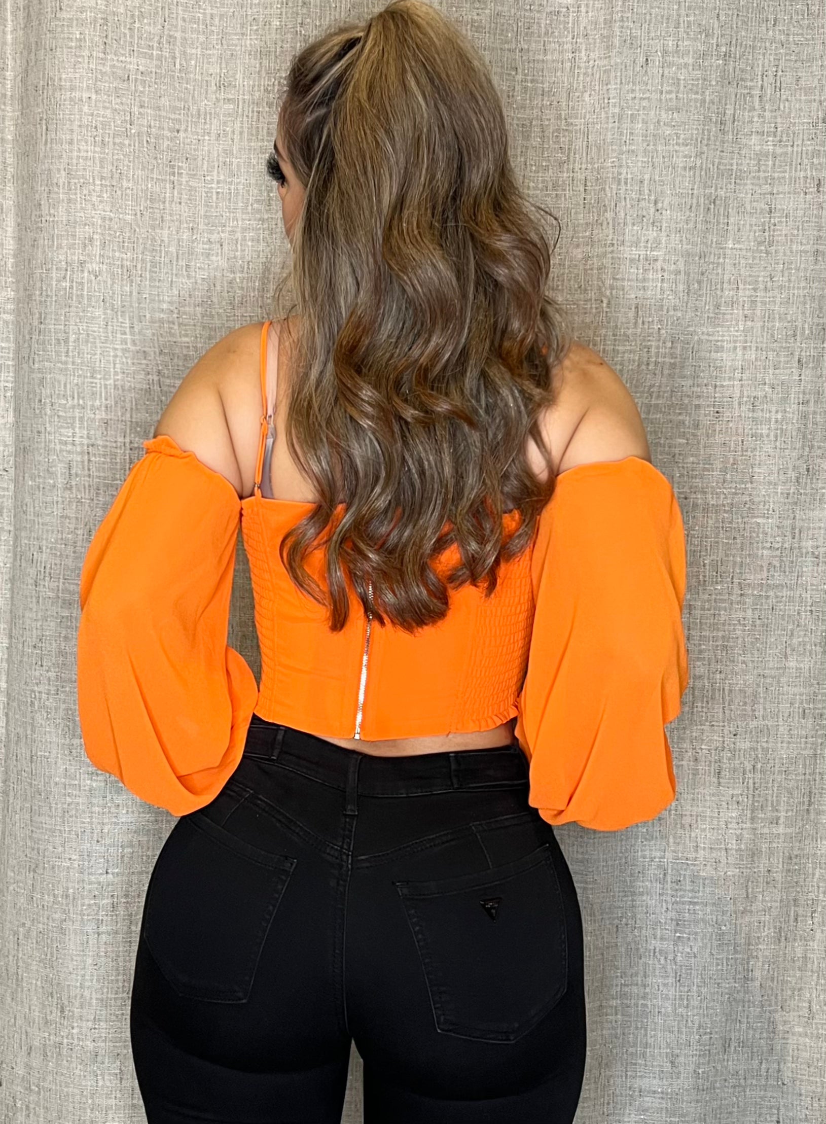 Blusa naranja corset LC – selfie boutique