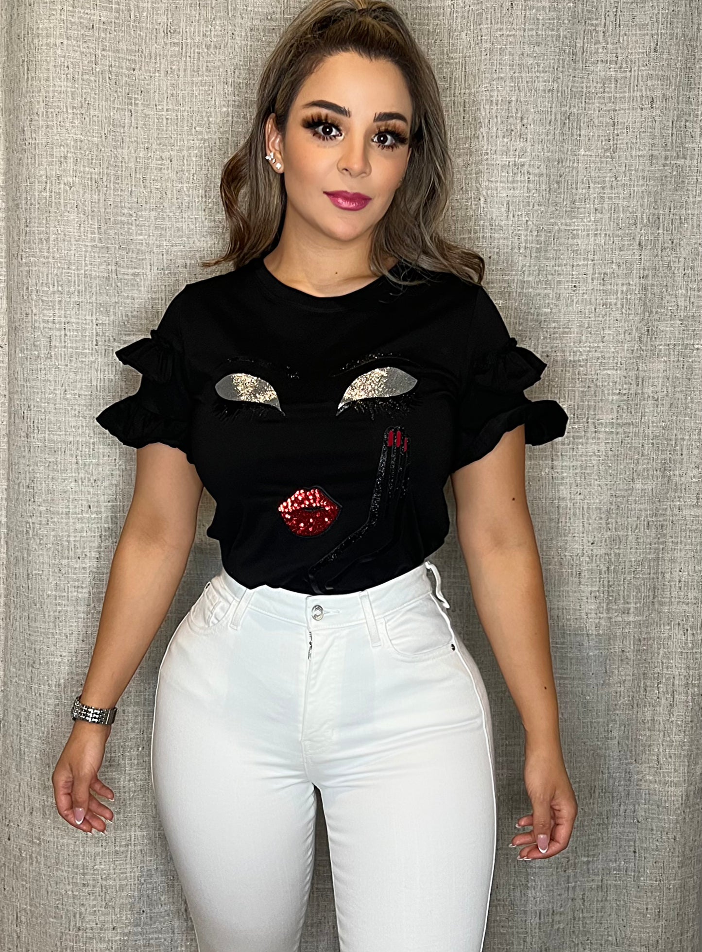 Blusa negra ojos 45