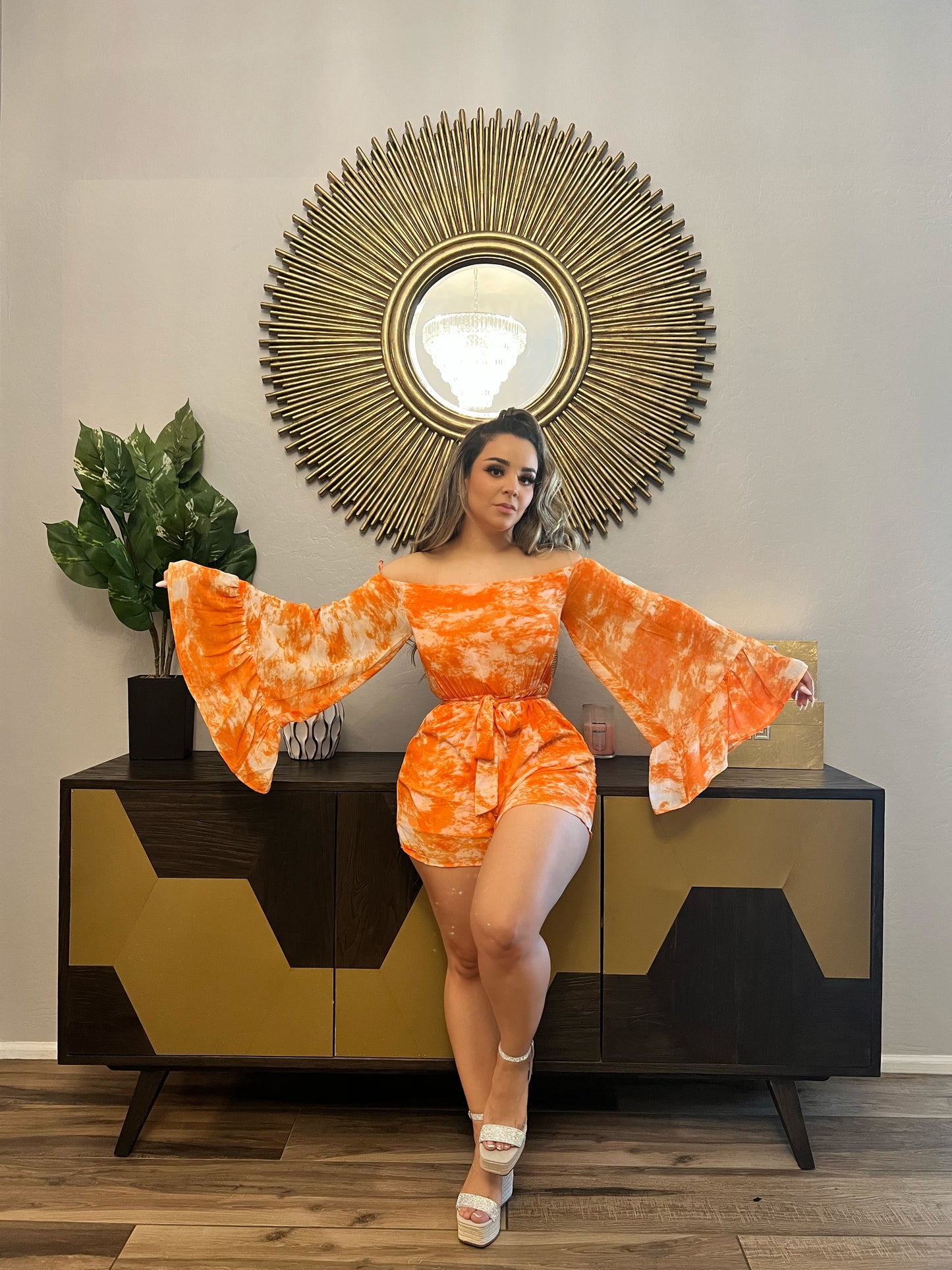 Traje short naranja