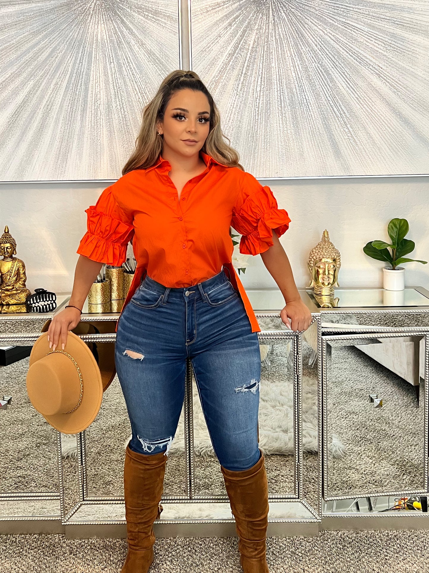 camisola naranja mangas titi